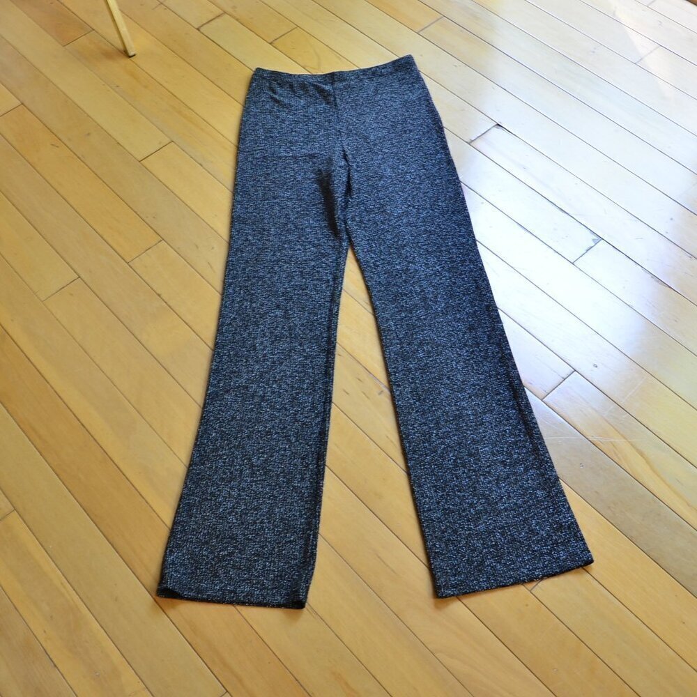 Reformation Women's Black Metallic Wide Leg Trousers Pants Size S